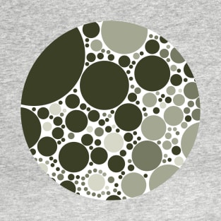 Minimal Olive Grey Polka Dots Circle Design T-Shirt